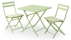 Set Tavolino e 2 Sedie Pieghevoli da Giardino in Acciaio Kraus Tiziano Verde