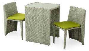 Set Tavolino e 2 Sedie da Giardino in Rattan Kraus Gattuso Grigio