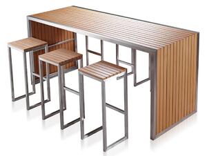 Set Bar Tavolo e 6 Sgabelli da Giardino in Acciaio e Sumpar Wood Kraus Donatello