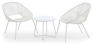 Set Tavolino e 2 Sedie da Giardino in Acciaio Kraus Michelangelo Bianco