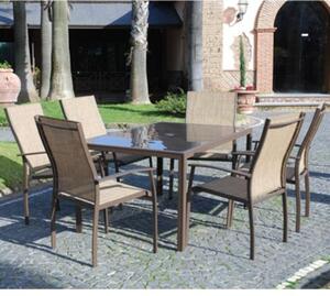 Salotto Completo con 6 Sedie Poltroncine e Tavolo in Vetro per Arredo Giardino Esterno