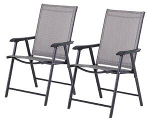Set 2 Sedie da Giardino 58x64x94 cm in Textilene Sanders Grigio e Nero