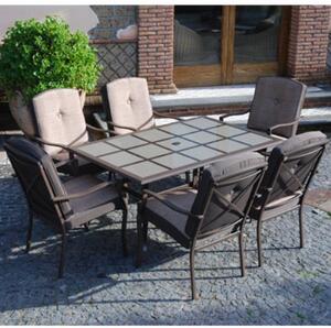 Salotto Completo con 6 Sedie Poltroncine e Tavolo in Vetro per Arredo Giardino Esterno