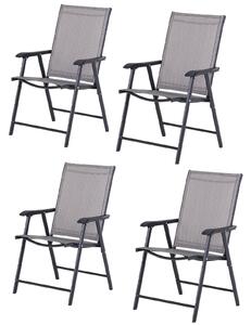 Set 4 Sedie da Giardino 58x64x94 cm in Textilene Sanders Grigio e Nero