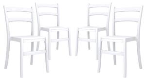 Set 4 Sedie da Giardino in Polipropilene Vandi Bianche