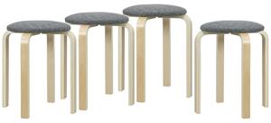 HOMCOM Sgabelli imbottiti set da 4, impilabili, superficie verniciata, gambe in legno, Grigio | Aosom Italy