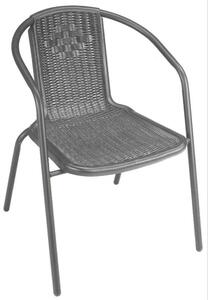 Sedia da Giardino in Acciaio e Rattan Becker Wood Grigia