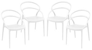 Set 4 Sedie da Giardino in Polipropilene Vandi Bianche