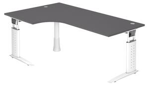 Bümö Scrivania Serie-U - Decorazione: grafite, dimensioni: scrivania angolare 200 x 120 cm, struttura: bianco