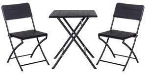 Set Tavolo 2 Sedie da Giardino Pieghevoli Small Nero