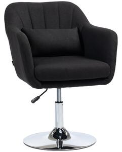 HOMCOM Sedia girevole, sedia da ufficio regolabile in altezza, poliestere effetto lino, metallo, 60 x 60 x 79-91 cm, Nero | Aosom Italy