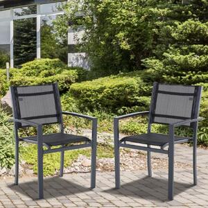 Set 2 Sedie da Giardino 64x58x87 cm in Textilene Elegance Nero