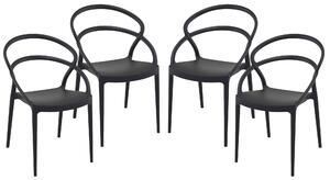 Set 4 Sedie da Giardino in Polipropilene Vandi Nere
