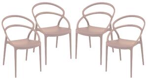 Set 4 Sedie da Giardino in Polipropilene Vandi Tortora