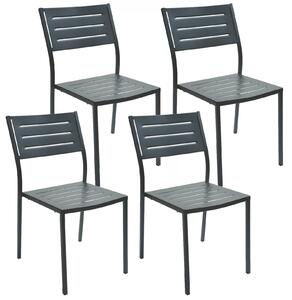 Set 4 Sedie da Giardino 46x58x84 cm in Acciaio RD Italia Dorio Antracite