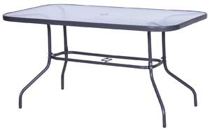 Tavolo da Giardino in Metallo e Vetro 140x80x70 cm Champs