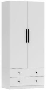HOMCOM Armadio, 2 ante, vano appendiabiti, bastone appendiabiti, 2 cassetti, truciolato, Bianco | Aosom Italy