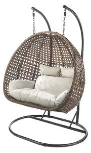 Kobolo cesto pensile sedia pensile BRUNO polyrattan per due persone incl. telaio e cuscino - sedia da giardino dondolo pensile sedile pensile cesto pensile