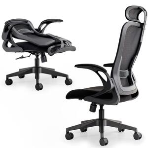Sedia da ufficio ergonomica pieghevole, con schienale in rete e regolabile