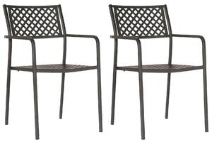 Set 2 Sedie da Giardino 54x58x84 cm in Acciaio con Braccioli RD Italia Lola Antracite