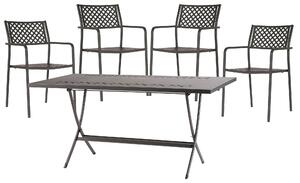 Set Tavolo Pieghevole e 4 Sedie da Giardino in Acciaio RD Italia Lola Antracite