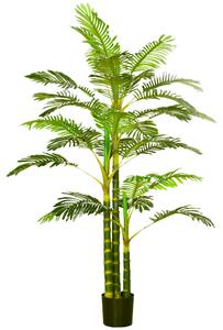 HOMCOM Pianta artificiale in vaso, 190 cm, palma artificiale facile da curare per interno ed esterno, plastica, verde | Aosom Italy