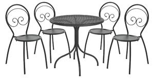 Set Tavolo Tondo e 4 Sedie da Giardino in Acciaio RD Italia Fiona Antracite
