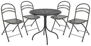 Set Tavolo Tondo e 4 Sedie da Giardino in Acciaio RD Italia Flipper Antracite