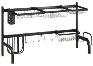 HOMCOM Scolapiatti, lunghezza regolabile 51-93 cm, molti elementi, disposizione flessibile, 93 x 30 x 52cm, nero | Aosom Italy