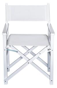 Sedia da Regista Pieghevole in Legno di Faggio 56x46x88 cm Bianco