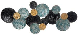 HOMCOM Decorazione da Parete 3D con Cerchi 121 cm x 4 cm x 53 cm Metallo Blu + Nero | Aosom Italy