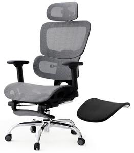 Sedia da ufficio ergonomica in mesh, con poggiapiedi, regolabile in altezza, color grigio scuro