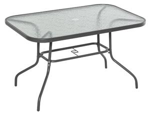 Tavolo da Giardino 120x80x70 cm in Metallo e Vetro Temperato Grigio
