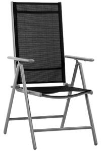 Sedia da Giardino Pieghevole 65x55x107 cm in Alluminio e Textilene Nera