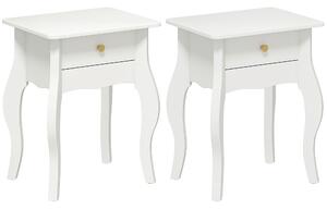 HOMCOM Set di 2 tavolini d'appoggio, tavolino da divano con gambe ricurve, tavolino basso per soggiorno, camera da letto, 45 x 35 x 55 cm, bianco | Aosom Italy