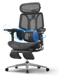 Sedia da ufficio, supporto lombare a 3 zone, poggiatesta 4D, braccioli 6D, poggiapiedi