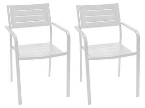 Set 2 Sedie da Giardino 54x58x84 cm in Acciaio con Braccioli RD Italia Dorio Bianche
