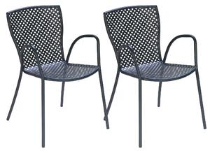 Set 2 Sedie da Giardino 56x62x84 cm in Acciaio con Braccioli RD Italia Sonia Antracite