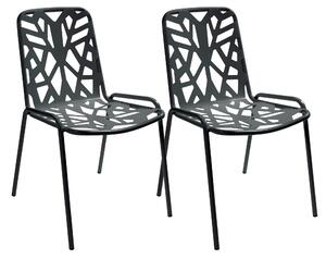 Set 2 Sedie da Giardino 52x59x83 cm in Acciaio RD Italia Fancy Antracite