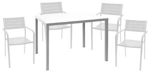 Set Tavolo e 4 Sedie da Giardino in Acciaio RD Italia Dorio Bianco