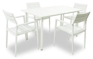 Set Tavolo e 4 Sedie da Giardino in Alluminio Alzira Bianco
