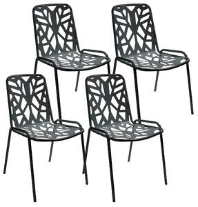 Set 4 Sedie da Giardino 52x59x83 cm in Acciaio RD Italia Fancy Antracite