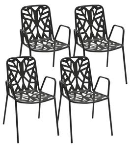 Set 4 Sedie da Giardino 53x59x83 cm in Acciaio con Braccioli RD Italia Fancy Antracite