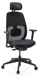 Sedia da ufficio con poggiatesta, ergonomica, braccioli regolabili in 4 direzioni, colore nero