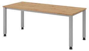 Scrivania bümö Serie Q - Struttura: argento, finitura: rovere nodato, dimensioni: 180 x 80 cm