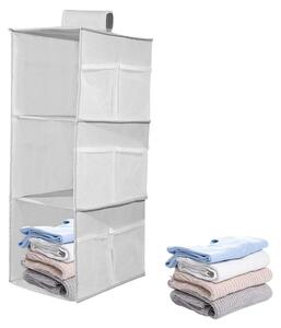 Organizzatore appendibile per armadio - 3 ripiani - 60 x 30 x 22 cm - Pieghevole - Grigio