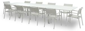 Set Tavolo Allungabile e 10 Sedie da Giardino in Alluminio Didone Bianco
