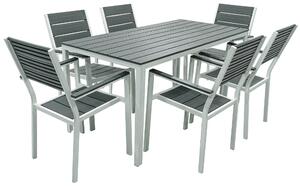 Set Tavolo e 6 Sedie da Giardino in Acciaio Altair Bianco e Grigio Antracite