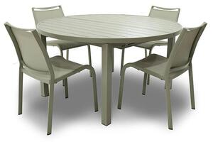 Set Tavolo Allungabile e 4 Sedie da Giardino in Alluminio Ermes Bianco