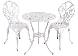 Set Tavolo e 2 Sedie da Giardino in Alluminio Parma Bianco